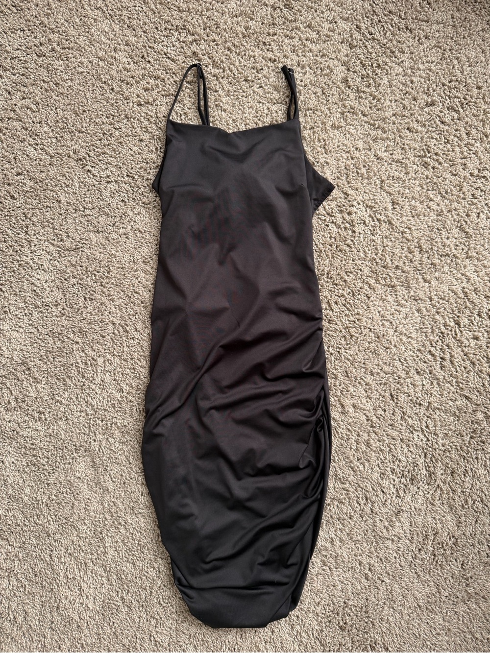Black Strappy Midi Slip Dress
